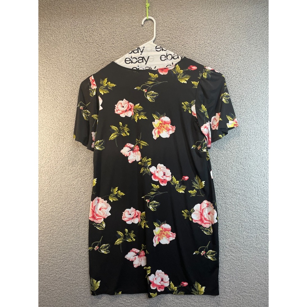 Alexander + Oak Black Floral Print 3/4 Sleeves Dress XL‎